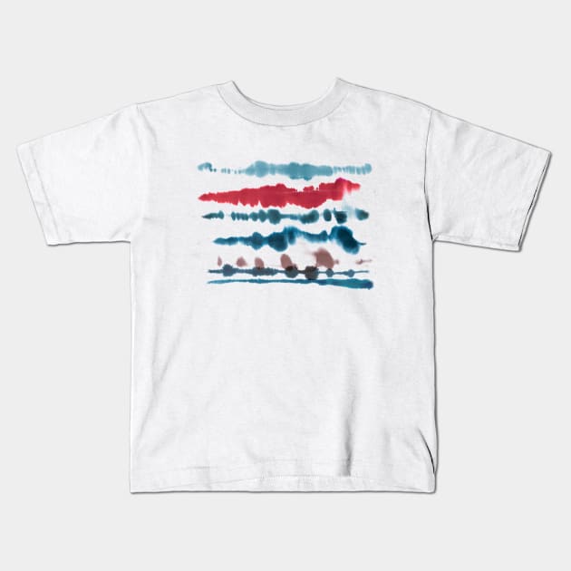 Soft Nautical Lines Blue Red Kids T-Shirt by ninoladesign